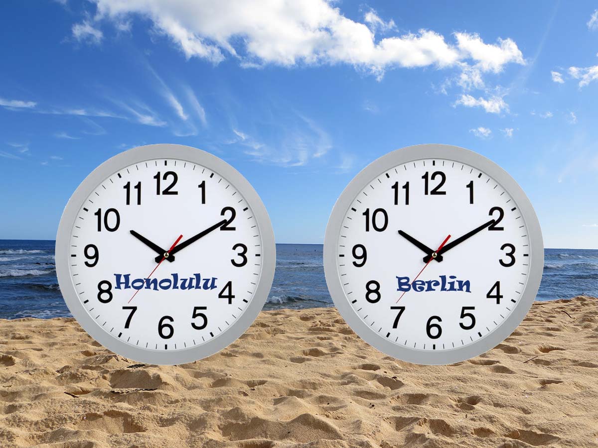 Zeitverschiebung nach Hawaii