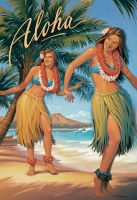 Vintage Magnet - Aloha - Hula-T�nzerinnen