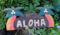 Aloha Schild mit Palmen (farbig)