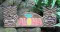 Aloha Schild mit Tikis
